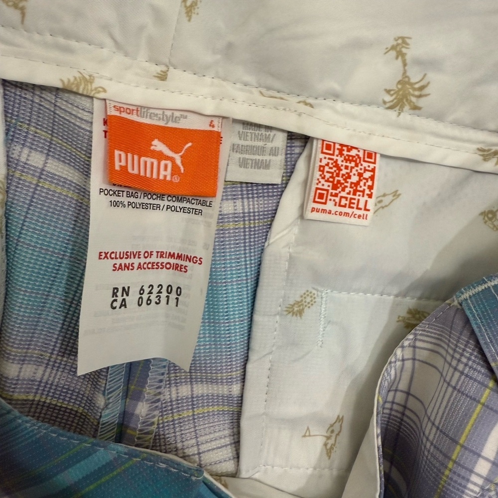 NWOT Puma Shorts Womens 4 Plaid Pattern Side Pockets‎ Embroidered Active Golf - Picture 5 of 8